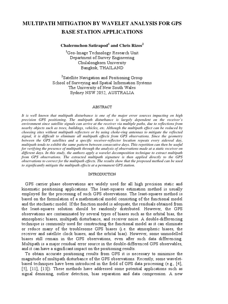Wavelet-Based GPS Multipath Mitigation | PDF | Global Positioning ...