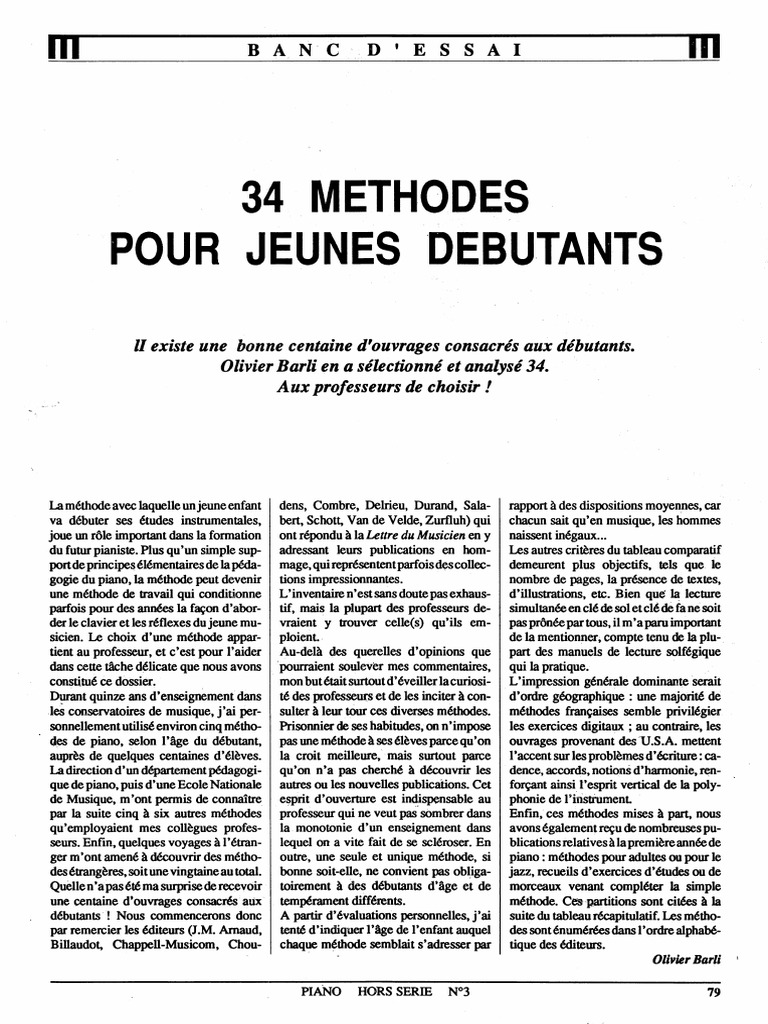 Comparatifs Méthodes de Piano, PDF, Clef (musique)