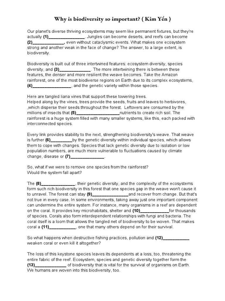 Why Is Biodiversity So Important | PDF | Biodiversity | Conservation ...