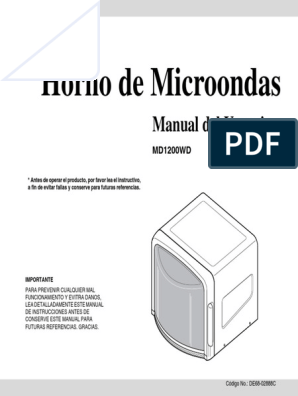 Manual de Operación de Microondas Samsung | PDF | Estufa de cocina |  Cocinando