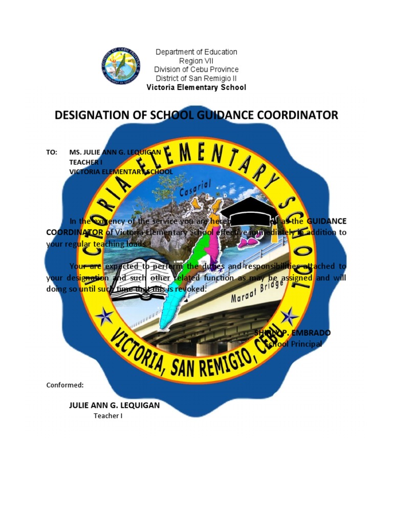 Guidance Coordinator Designation Letter | PDF