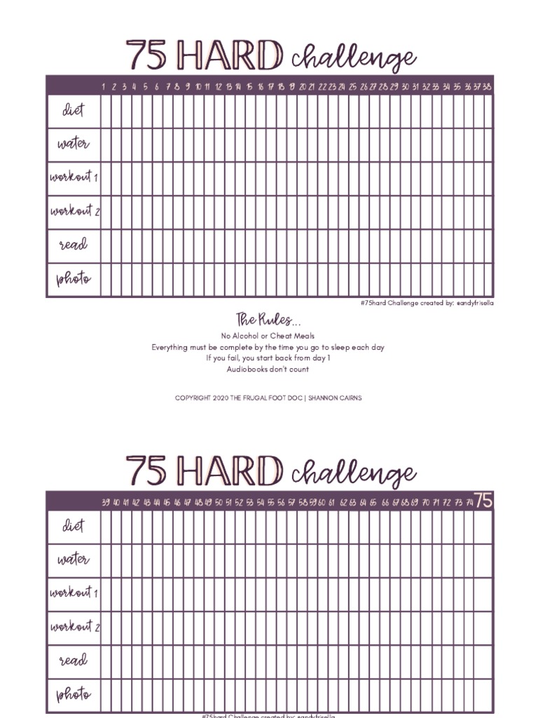 Free 75 Hard Tracker Printable With Two Versions For 2023, 45% OFF