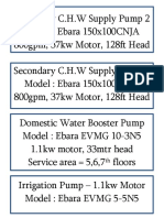 Secondary CHW & DW pumps specs