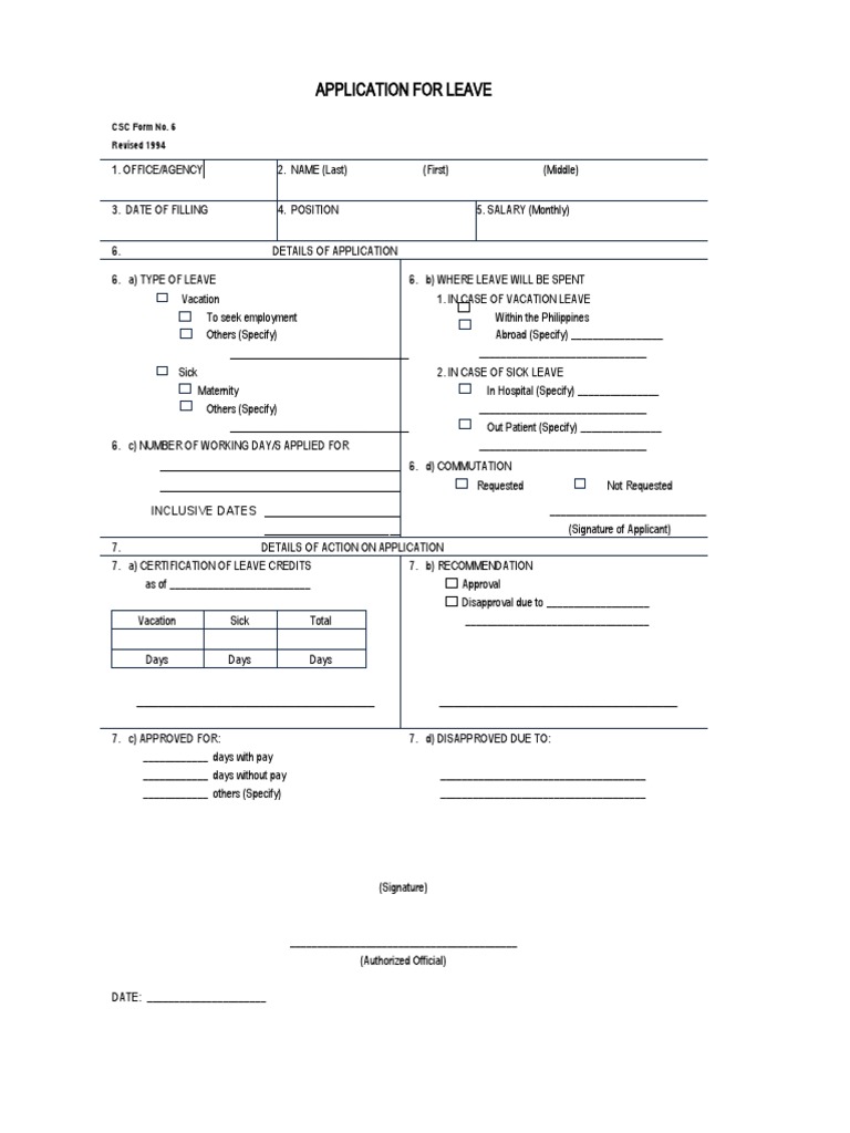 Form 6 Application For Leave | PDF | Health Sciences | Health Care