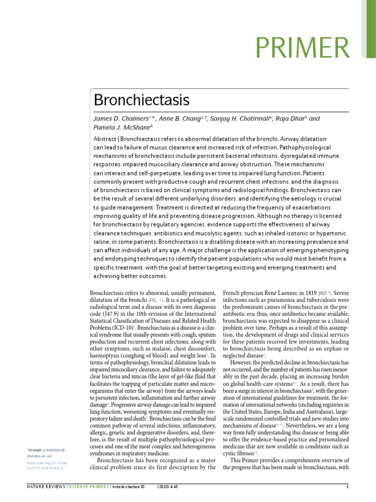 Primer: Bronchiectasis | PDF | Interleukin 8 | Immune System