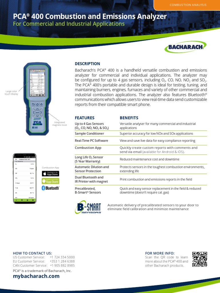 Bacharach Flue Gas Analyzer PDF Mobile App Combustion