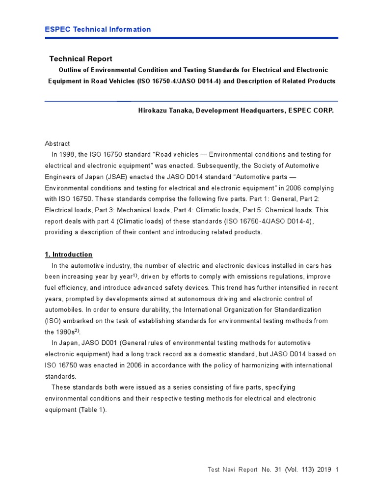 Environmental Testing Standards for EVs | PDF | Temperature ...