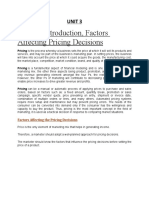 Pricing: Introduction, Factors Affecting Pricing Decisions: Unit 3
