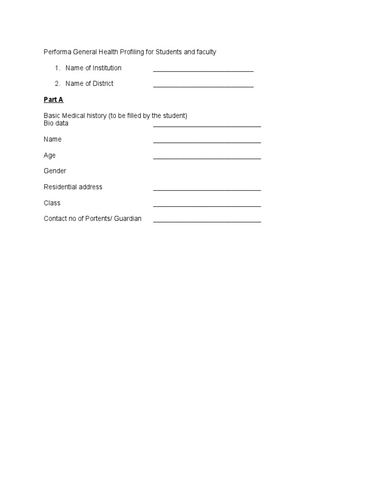 Student Health Profiling Form | PDF | Mental Disorder | Substance Abuse