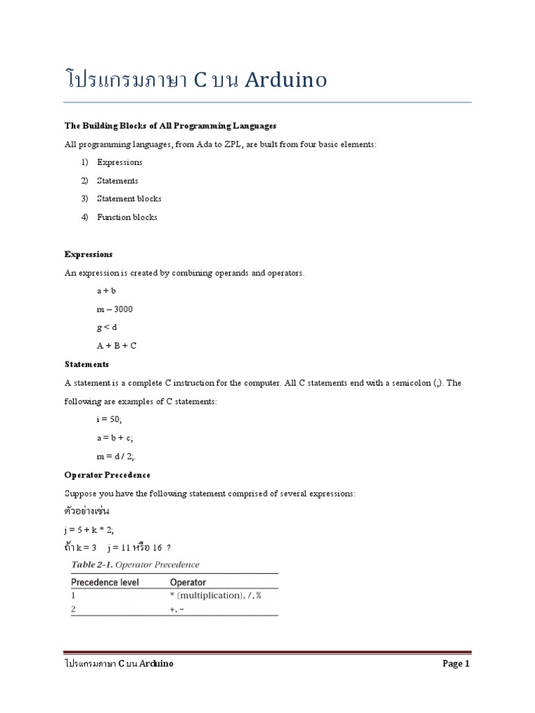 C Arduino: The Building Blocks of All Programming Languages | PDF ...