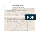 Physics Grade 11 Unit 4: Dynamics (29 Questions)