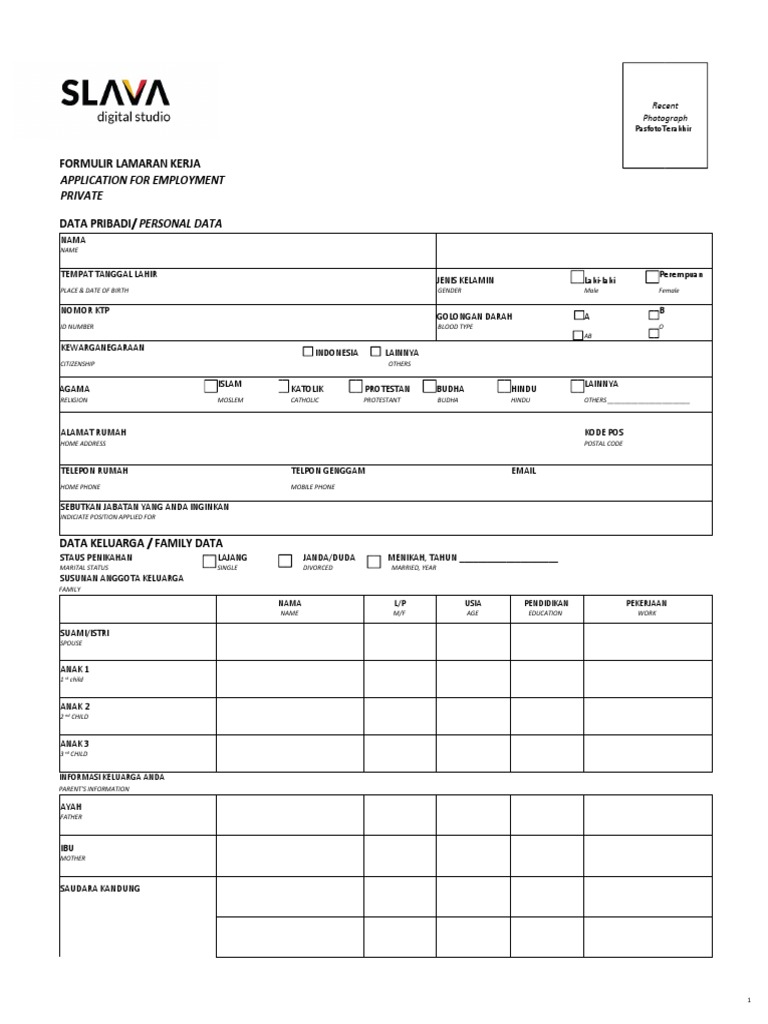 Contoh Form Application | PDF