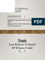 LAW OF CRIMINAL PROCEDURE WITNESS RECALL