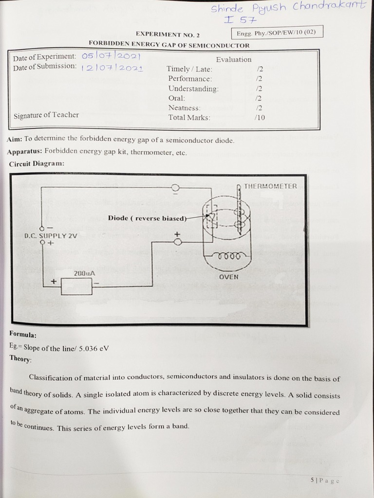 Forbidden Energy Gap Of Semiconductor Experiment PDF
