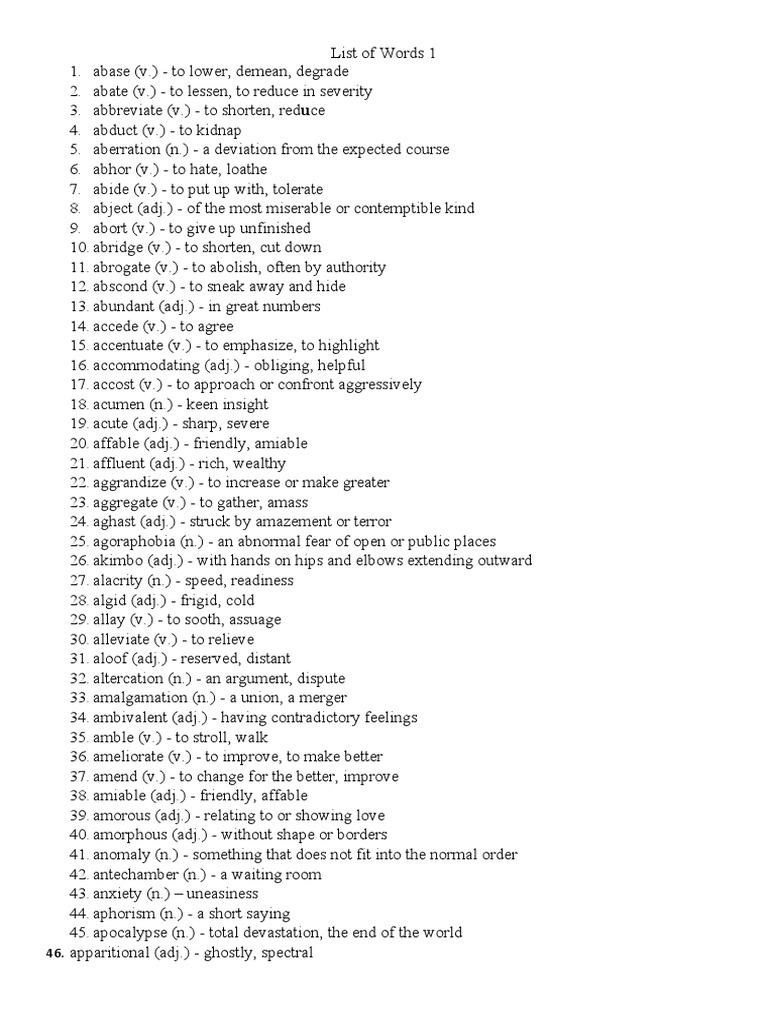 List of Words 1 | PDF