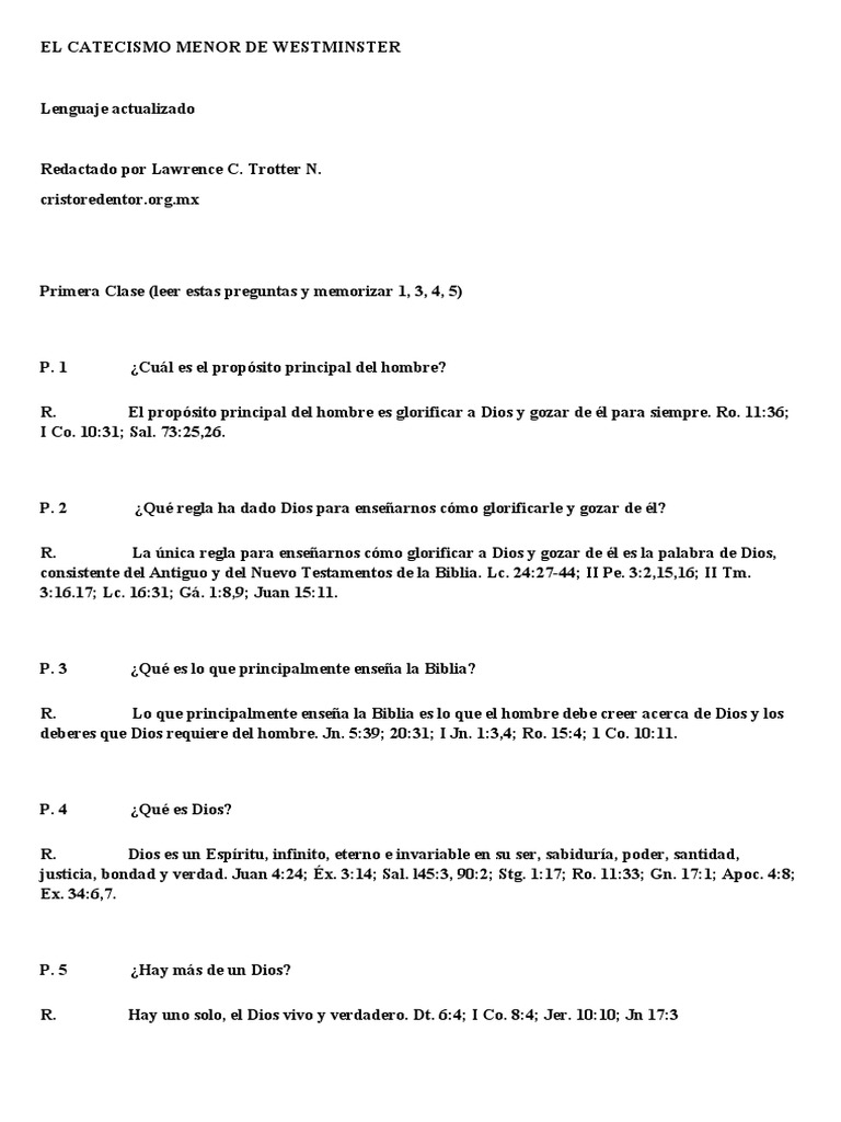 El Catecismo Menor de Westminster PDF Cristo (título) eucaristía