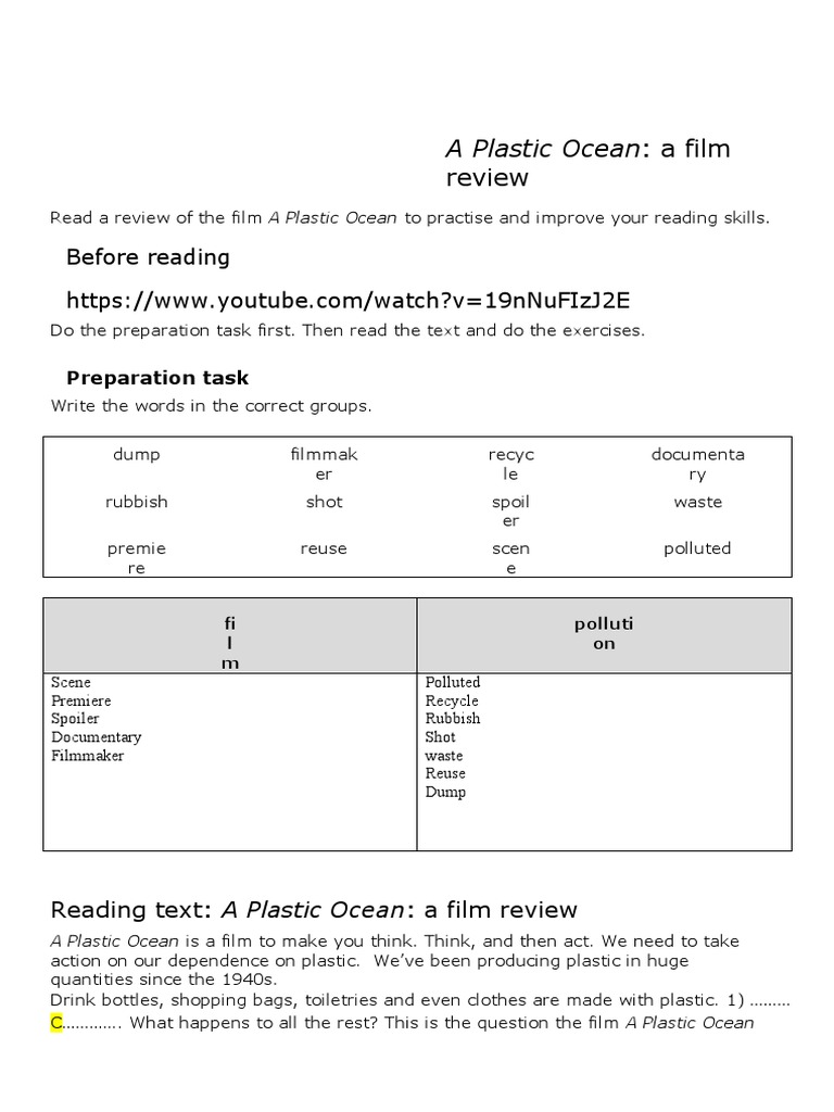 A Plastic Ocean (Trabajo) PDF Recycling Environmental Issues