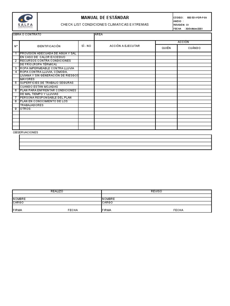 CheckList CLIMA | PDF