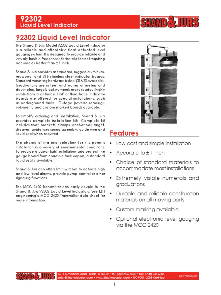 Liquid Level Indicator | PDF | Foot (Unit) | Stainless Steel