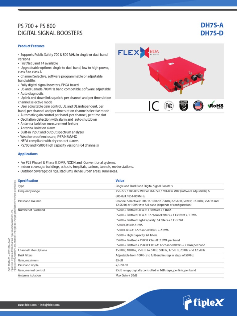 PS 700 + PS 800 Digital Signal Boosters: DH7S-A DH7S-D | Download Free ...