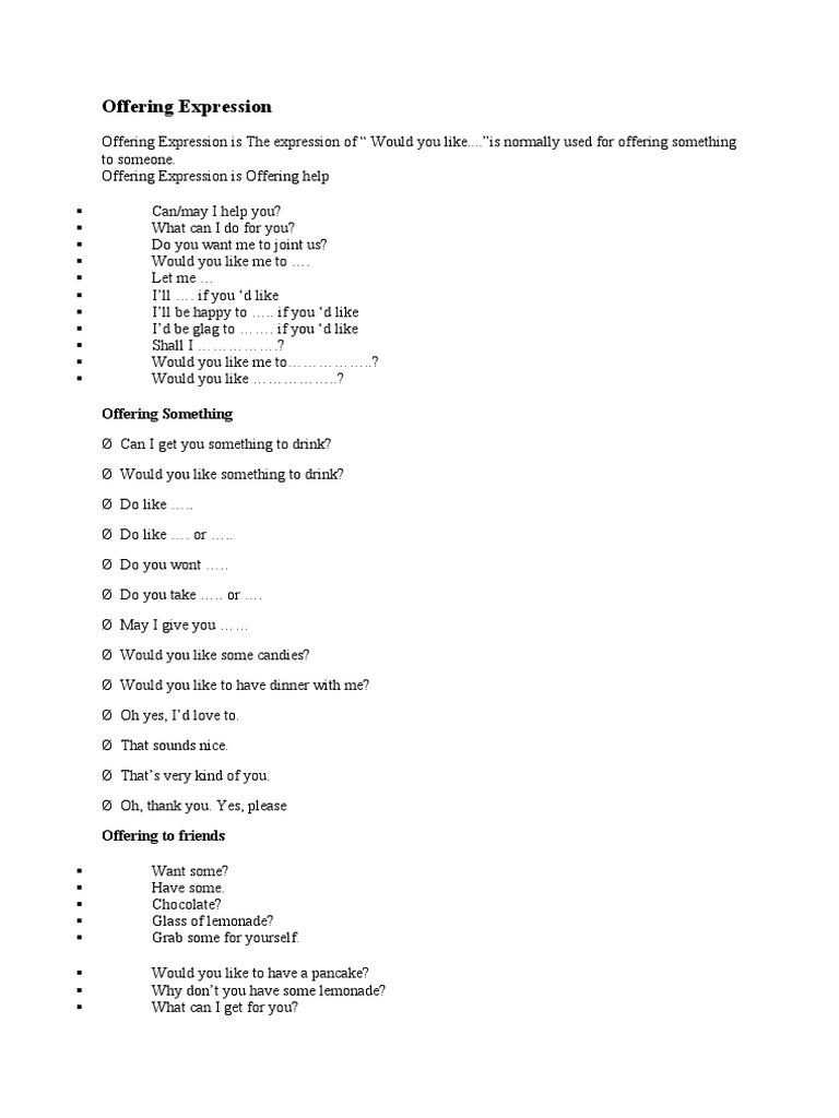 Offering Expressions in English | PDF | Verb | Morphology