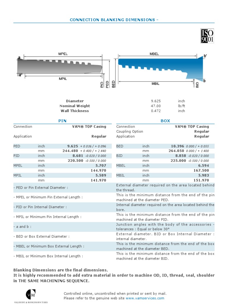 BDS VAM®+TOP+Casing Regular 9.625 47.00 Regular | PDF | Tools ...