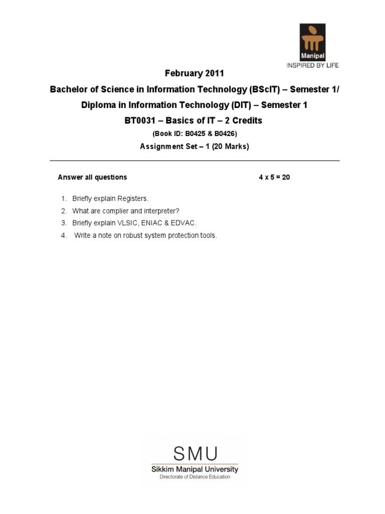 IT Basics Assignment Questions 2011 | PDF