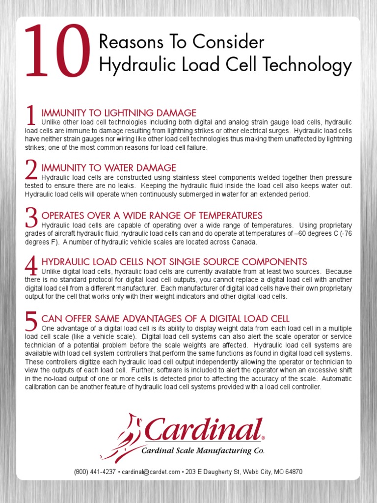 Hydraulic Load Cell Advantages PDF Electrical Engineering Equipment