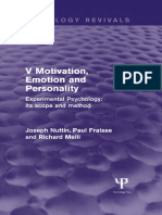 Experimental Psychology Its Scope and Method Volume V-Motivation, Emotion and Personality