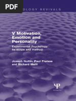 Experimental Psychology Its Scope and Method Volume V-Motivation, Emotion and Personality