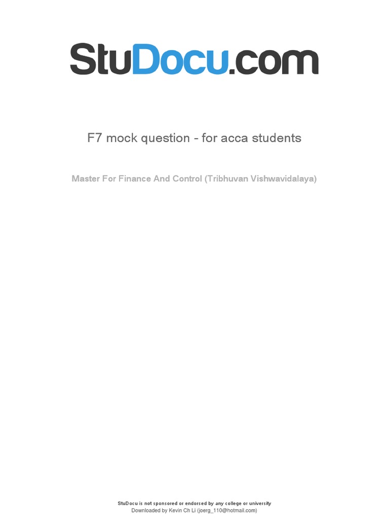 ACCA F7 Mock Exam Questions | PDF | Dividend | Equity (Finance)