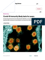 Covid-19 Immunity Likely Lasts For Years - MIT Technology Review