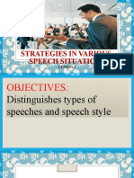 Strategies in Varios Speech Situations