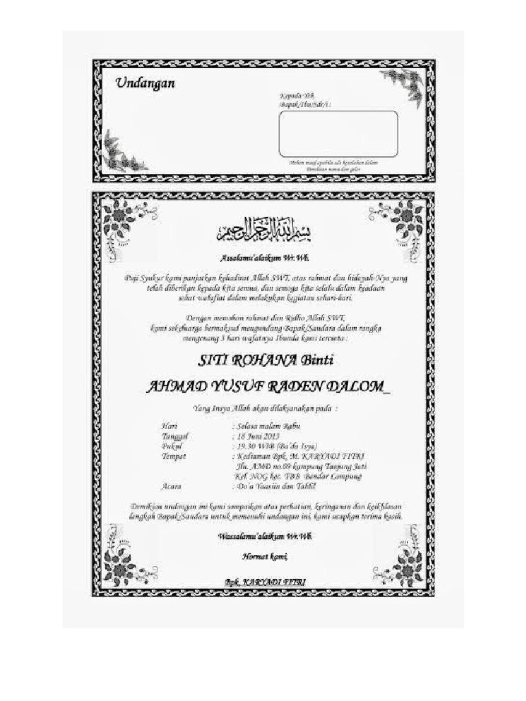 Undangan Yasin | PDF