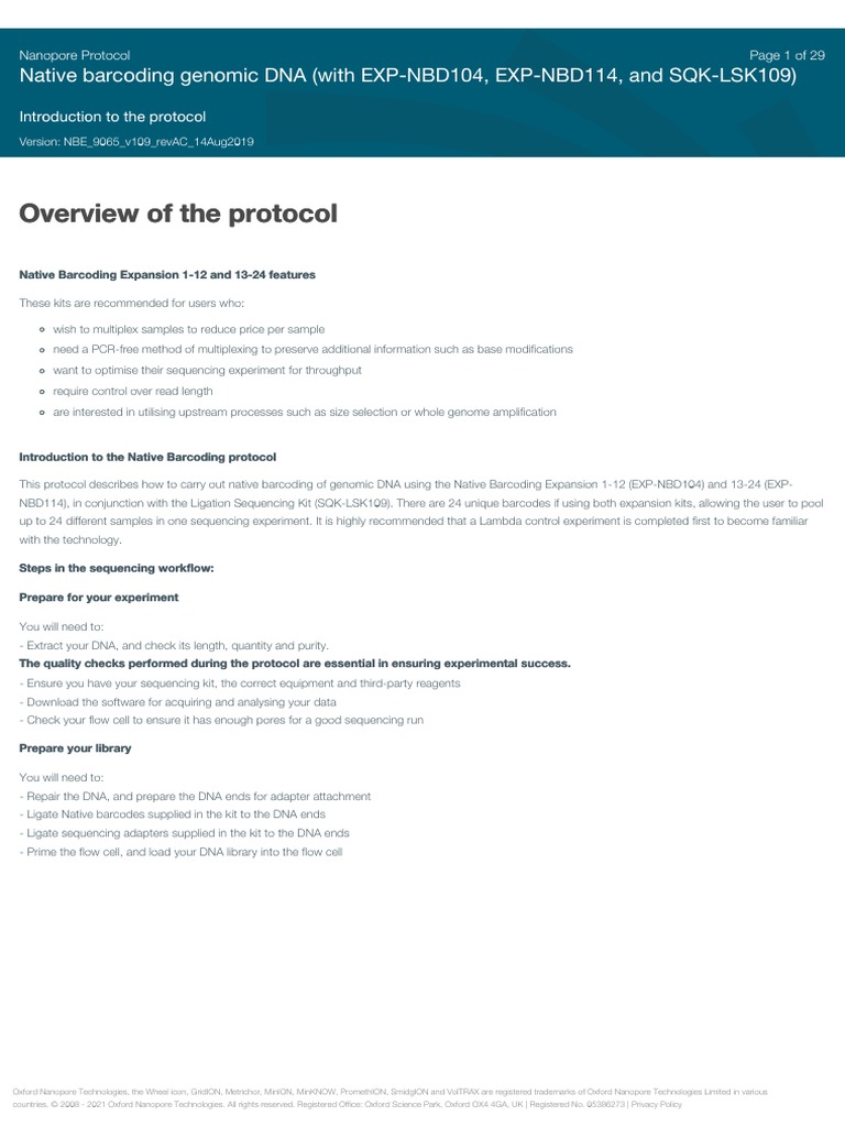 Native Barcoding Genomic Dna NBE - 9065 - v109 - revAC - 14aug2019 ...