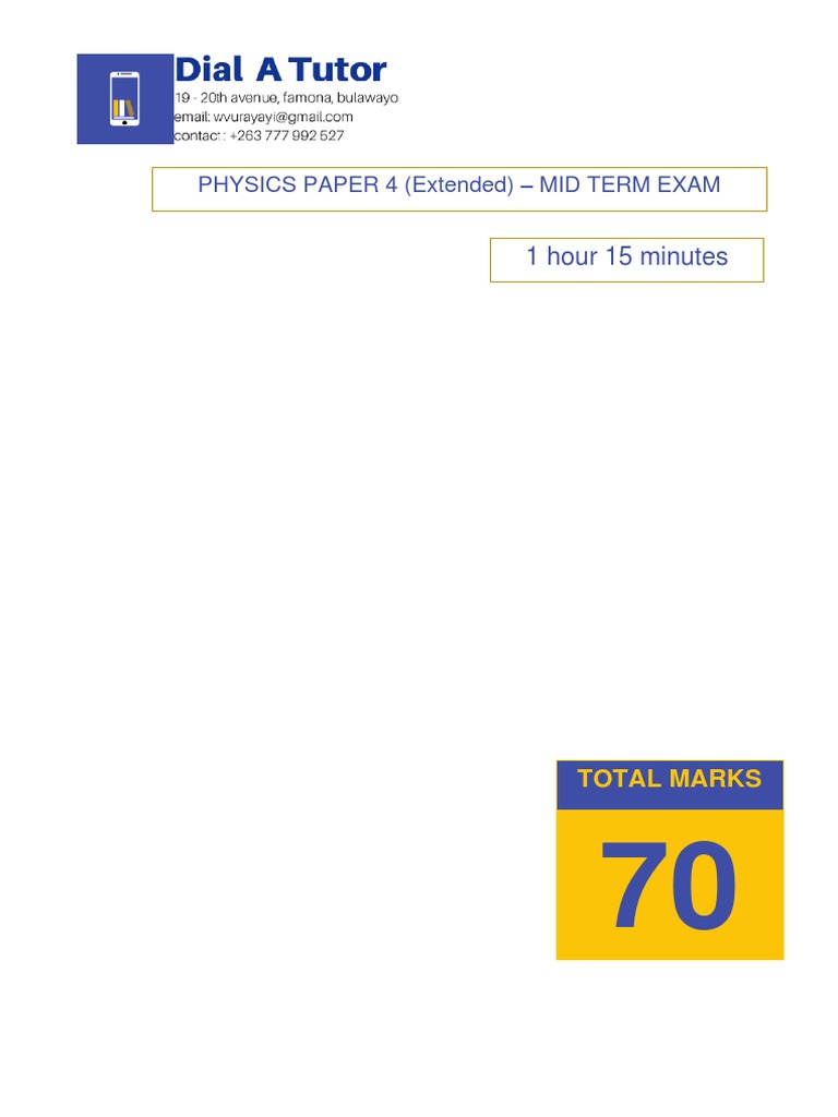 Physics Paper 4 Mid Term Exam Guide | PDF