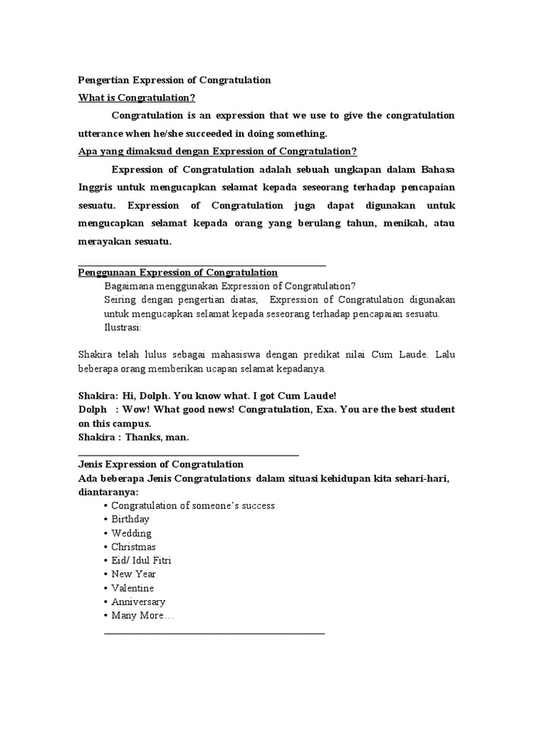 Expression of Congratulation | PDF