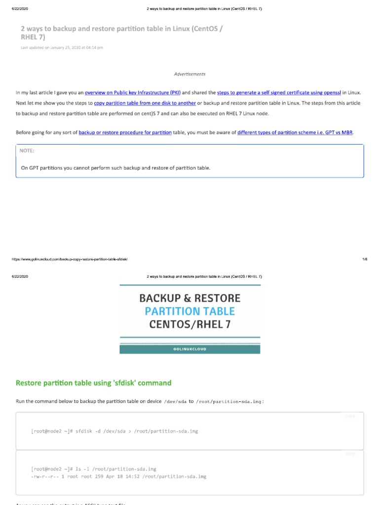 2 Ways To Backup and Restore Partition Table in Linux (CentOS - RHEL 7 ...