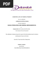 Certificate of employment