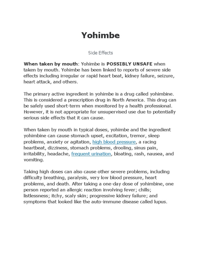 Yohimbe Side Effects PDF