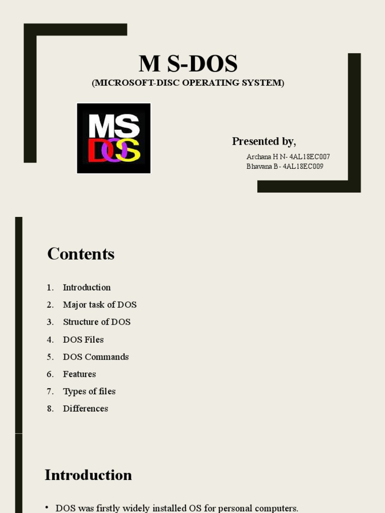 MS-DOS Overview and Features | PDF