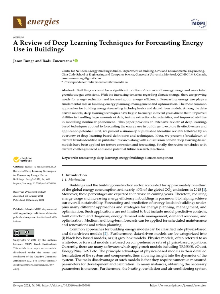 Energies: A Review of Deep Learning Techniques For Forecasting Energy ...
