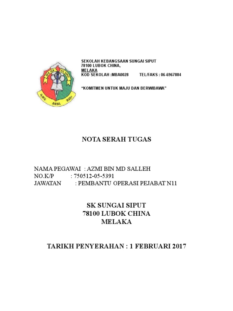 Nota Serah Tugas GPK Hem | PDF