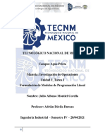 Formulacion de Modelos de Programacion Lineal - Investigacion de Operaciones - Unidad 1 - Tarea 1