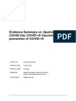 Evidence Summary on Sputnik V Gam-COVID-Vac COVID-19 Vaccine