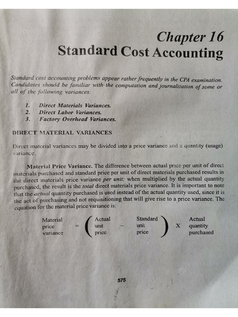 Standard Costing Journal Entries PDF