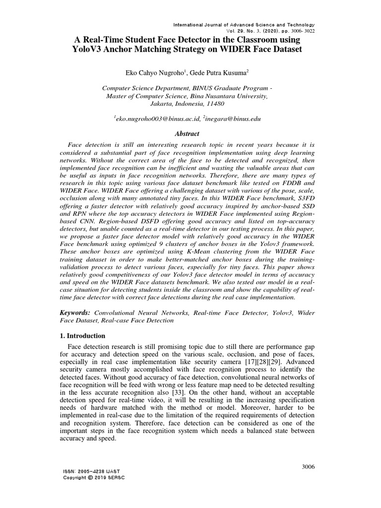 A realtime student face detector in classroom using yolo 3 pdf