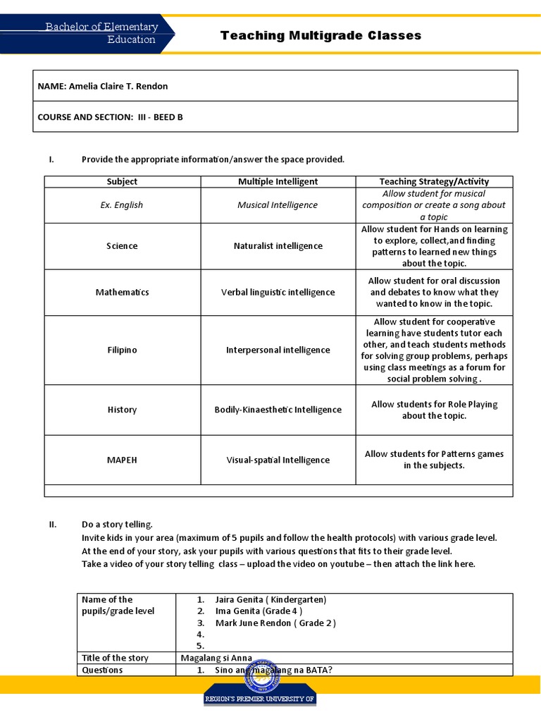 Teaching Strategies for Multigrade Classes | PDF | Education Theory ...
