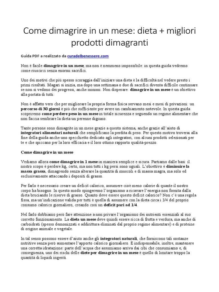 Come Dimagrire in Un Mese PDF