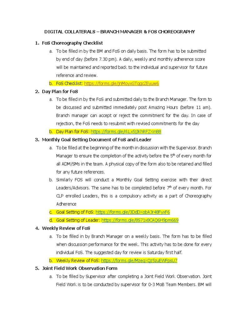 Daily and Monthly FoS Management Forms | PDF